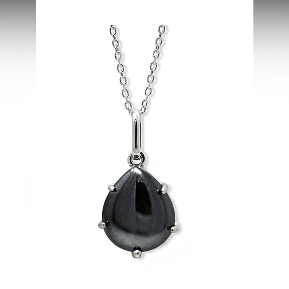 Anzie Tear Drop Hematite Pendant Necklace